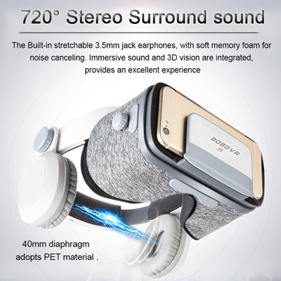 BOBOVR Z4 Update BOBO VR Z5 120 FOV 3D Cardboard Helmet Virtual Reality Glasses Headset Stereo Box for 4.7-6.2' Mobile Phone