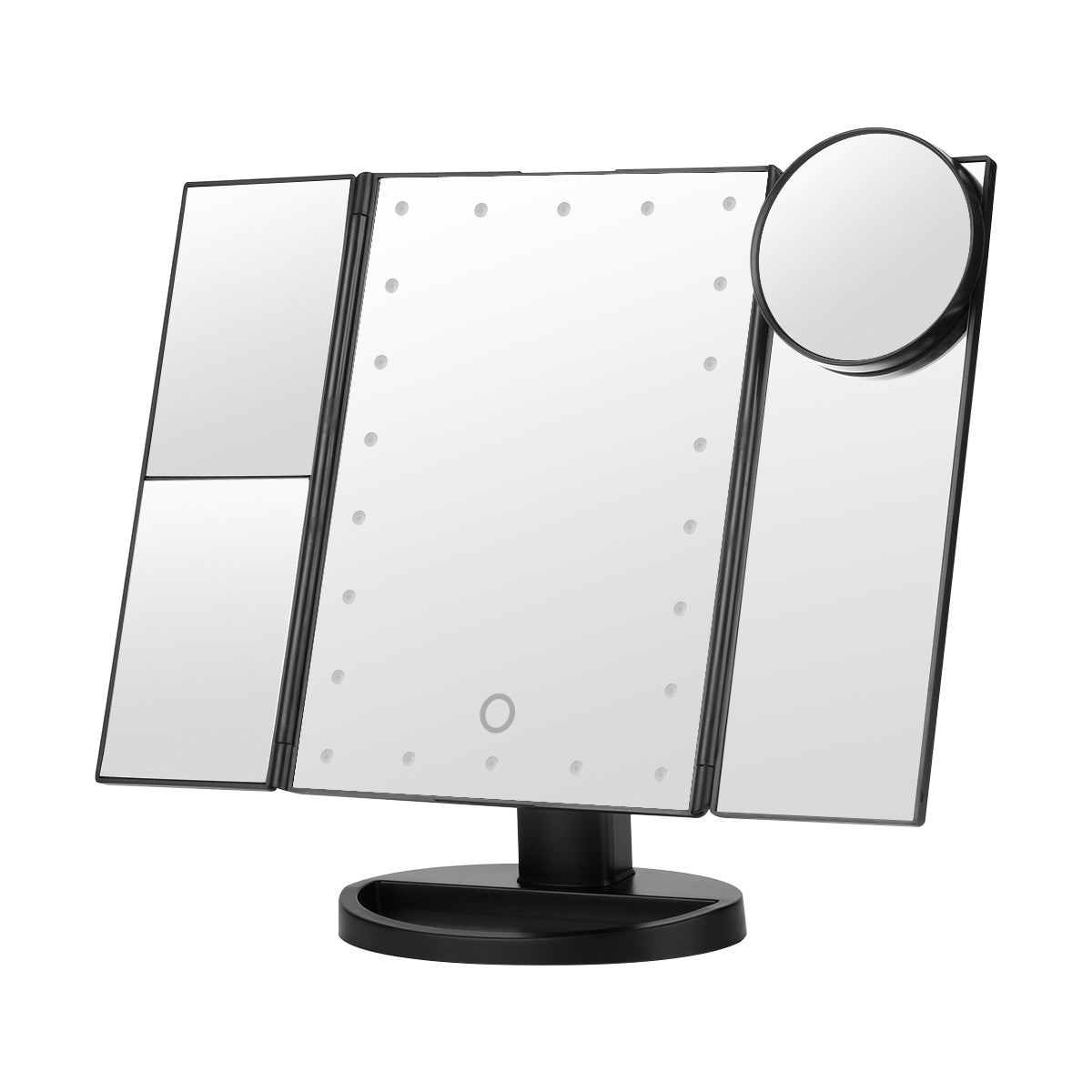 Ovonni Vanity Makeup Mirror 22 LED Lighted Touch Screen 1X/2X/3X/10X Magnification Foldable Adjustable Maquiagem LED Mirror