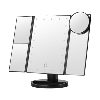 Ovonni Vanity Makeup Mirror 22 LED Lighted Touch Screen 1X/2X/3X/10X Magnification Foldable Adjustable Maquiagem LED Mirror