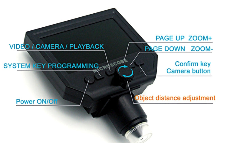 Portable 600X 3.6MP Digital Microscope 4.3" LCD Electronic HD Video Microscopes USB Endoscope Magnifier Camera Al-alloy Stent