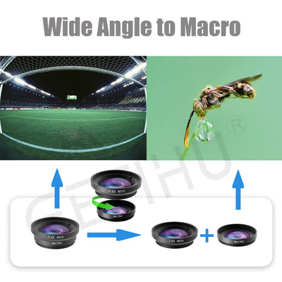 GETIHU Fisheye Camera Lens Mobile Phone Lenses Universal Fish eye Zoom Smartphone Macro Lentes Microscope For iPhone 6 7 8 Lens