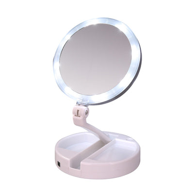 Double-sided Rotation Folding USB LEDs Lighted Makeup Mirror Touch Screen Portable Tabletop Lamp Cosmetic Mirror Make Up Tools