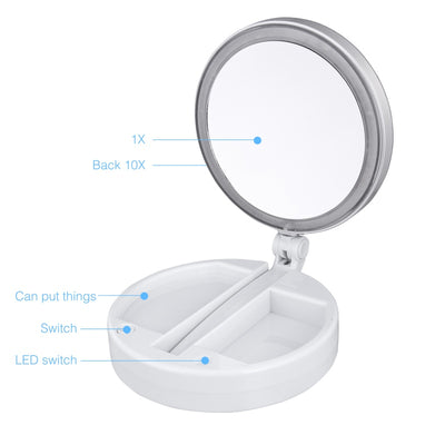 Double-sided Rotation Folding USB LEDs Lighted Makeup Mirror Touch Screen Portable Tabletop Lamp Cosmetic Mirror Make Up Tools
