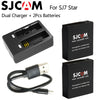 Original SJCAM SJ7 Star Dual Charger+2pcs SJCAM Batteries 1000mAh Rechargeable Li-ion Battery for SJ Cam SJ7 Sport Action Camera