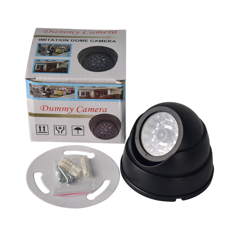 FGHGF Outdoor CCTV Fake Simulation Dummy Camera Home Surveillance Security Dome Mini Camera Flashing LED Light Fake Camera Black