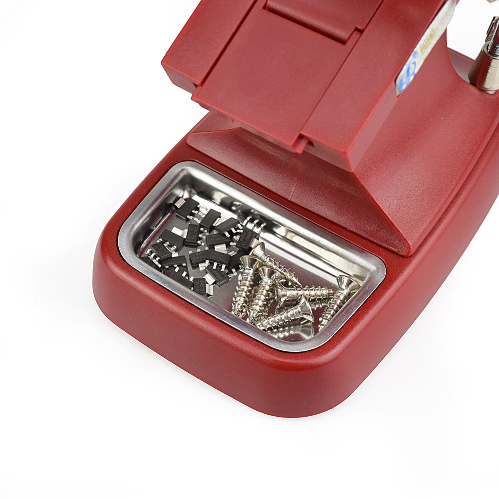 NEWACALOX LED Illuminated Desktop Magnifier Helping Hand Auxiliary Clamp Alligator Clip Stand 10 LED Lights Magnifying Glass