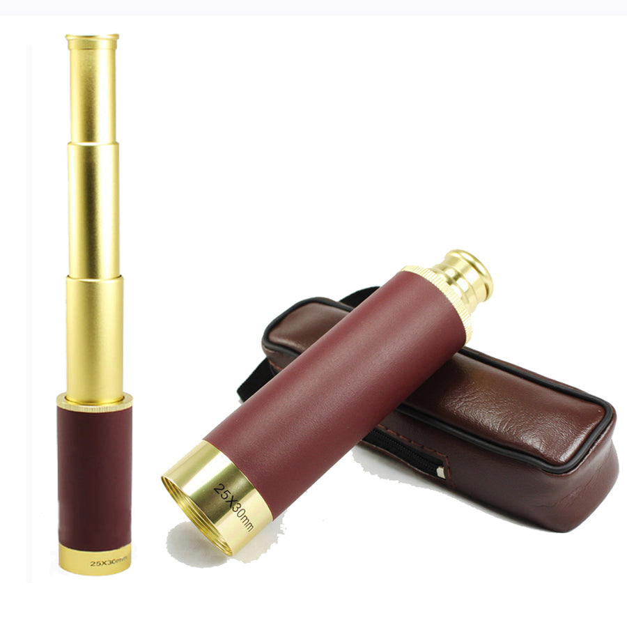 HD 25x30 Pirate Telescope Small Size Optical Monocular Retractable Aluminium Mini binoculars Alloy Tube for Travelling Camping