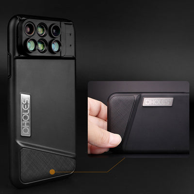 New For iPhone X Dual Camera Lens 6 in 1 Fisheye Wide Angle Macro Lens For iPhone X 10 Telescope Zoom Lenses +Case