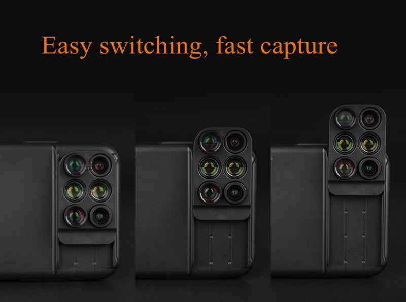 New For iPhone X Dual Camera Lens 6 in 1 Fisheye Wide Angle Macro Lens For iPhone X 10 Telescope Zoom Lenses +Case