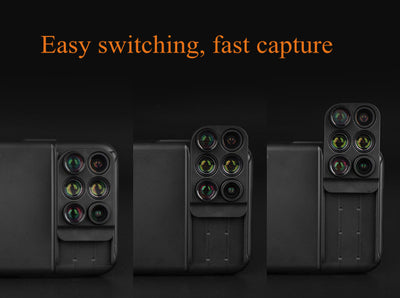 New For iPhone X Dual Camera Lens 6 in 1 Fisheye Wide Angle Macro Lens For iPhone X 10 Telescope Zoom Lenses +Case