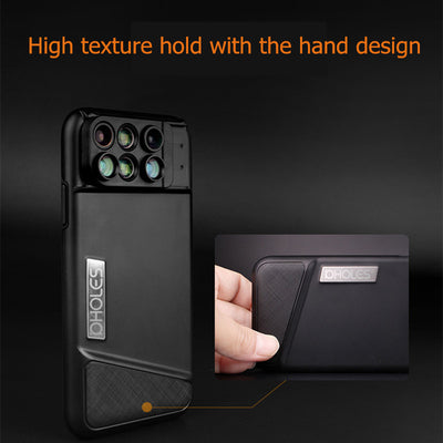 New For iPhone X Dual Camera Lens 6 in 1 Fisheye Wide Angle Macro Lens For iPhone X 10 Telescope Zoom Lenses +Case