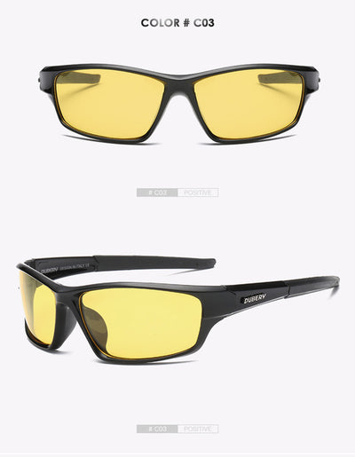 DUBERY Polarized Night Vision Aviator Sunglasses Men's Retro Male Sun Glasses For Men Cool Brand Luxury Mirror Shades Oculos