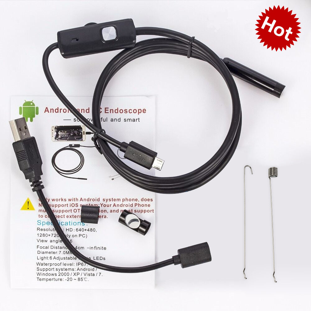 TRINIDAD WOLF 1M/2M/5M 5.5mm Endoscope Camera USB Android Endoscope Waterproof 6 LED Borescope Inspection Camera For Android PC