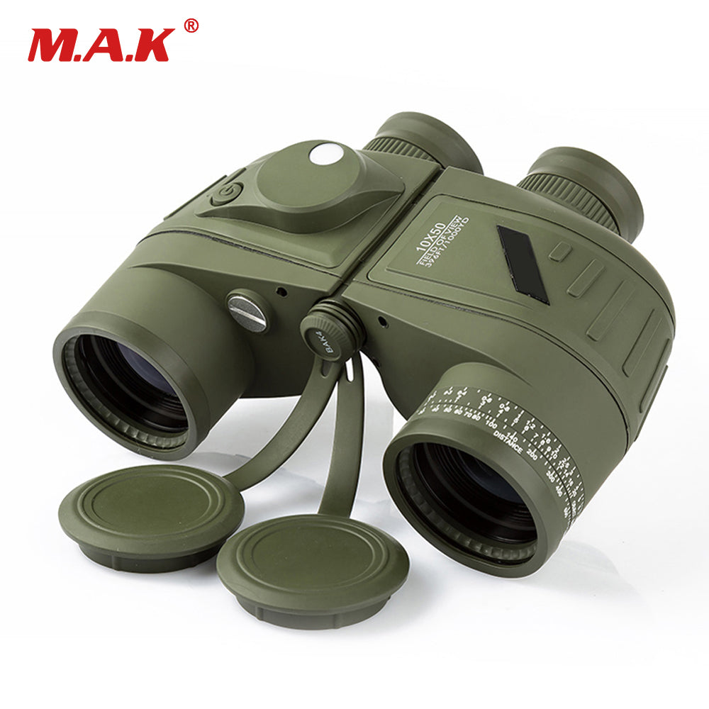 10x50 Waterproof Navy Telescope Fogproof HD Binoculars with rangefinder Compass Reticle Illuminant Night Vision Hunting