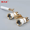 Opera Theater Glasses 3x25 Brass Coated Lens Binocular Telescope White/Red/Black Color with Handle Glasses