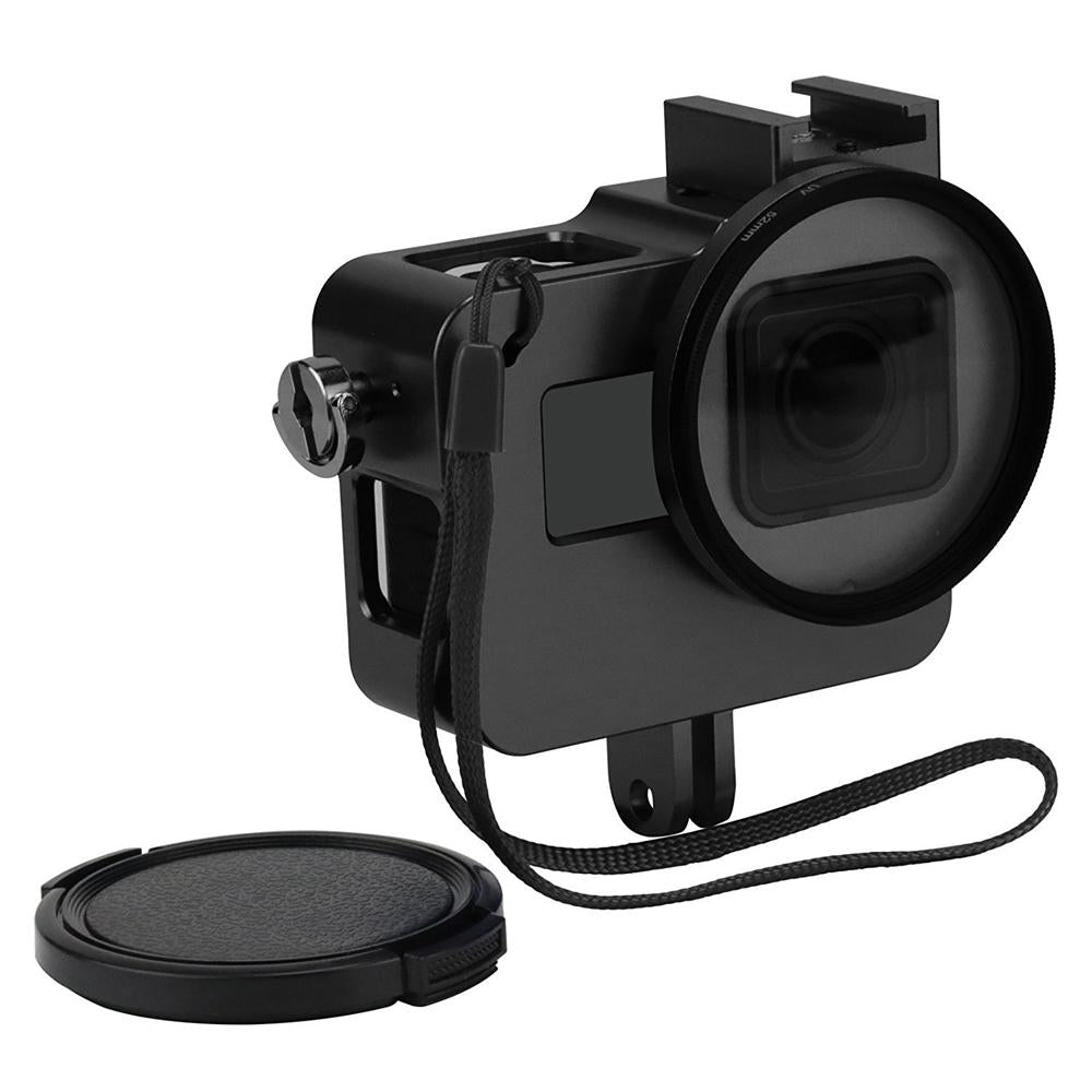 SHOOT CNC Aluminum Alloy Protective Case for GoPro HERO 5 Black Camera Cage Mount with 52mm UV Lens for GoPro Hero 5 Accessory