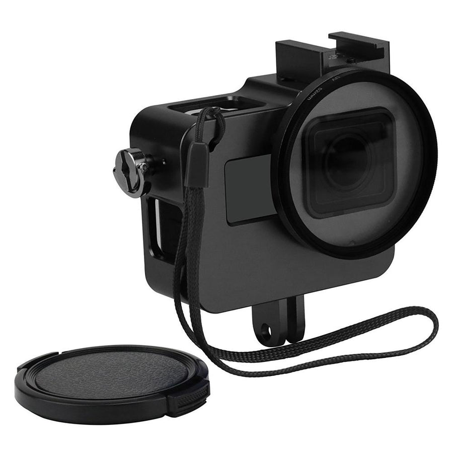 SHOOT CNC Aluminum Alloy Protective Case for GoPro HERO 5 Black Camera Cage Mount with 52mm UV Lens for GoPro Hero 5 Accessory