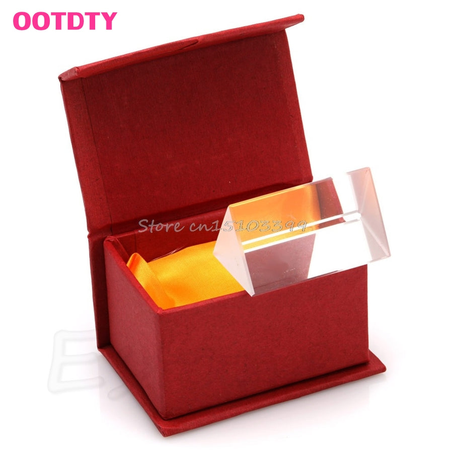 5CM Triangular Prism Teaching Optical Glass Triple Physics Light Spectrum New G08 Drop ship
