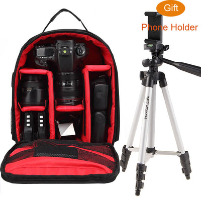 ightpro P1 Waterproof Digital DSLR Photo Padded Backpack w/ Rain Cover Multi-functional SLR Camera Soft Bag Video Case