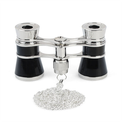 AOMEKIE 3X25 Opera Glasses Binoculars Metal Body with Chain/Handle Optical Lens Theater Telescope Retro Design Women Girls Gift