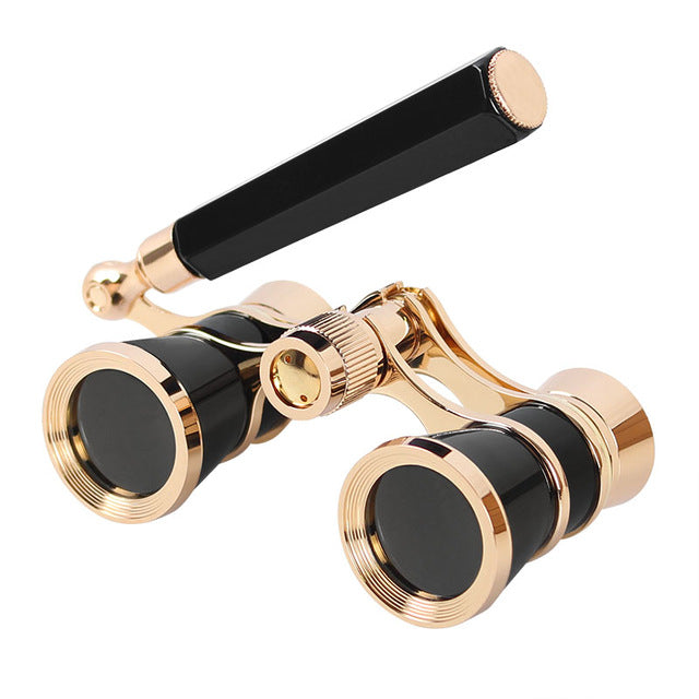 AOMEKIE 3X25 Opera Glasses Binoculars Metal Body with Chain/Handle Optical Lens Theater Telescope Retro Design Women Girls Gift