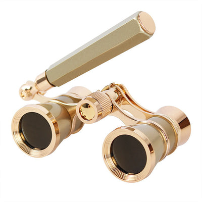 AOMEKIE 3X25 Opera Glasses Binoculars Metal Body with Chain/Handle Optical Lens Theater Telescope Retro Design Women Girls Gift
