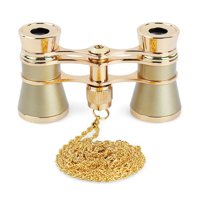AOMEKIE 3X25 Opera Glasses Binoculars Metal Body with Chain/Handle Optical Lens Theater Telescope Retro Design Women Girls Gift