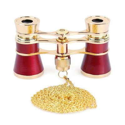 AOMEKIE 3X25 Opera Glasses Binoculars Metal Body with Chain/Handle Optical Lens Theater Telescope Retro Design Women Girls Gift