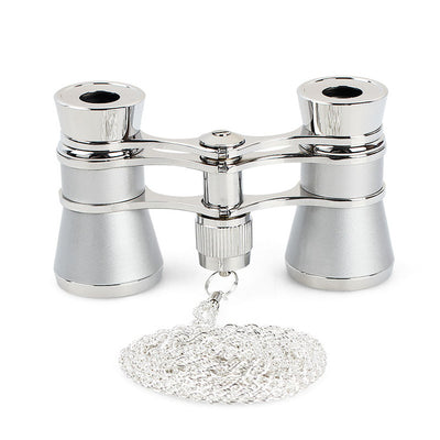 AOMEKIE 3X25 Opera Glasses Binoculars Metal Body with Chain/Handle Optical Lens Theater Telescope Retro Design Women Girls Gift