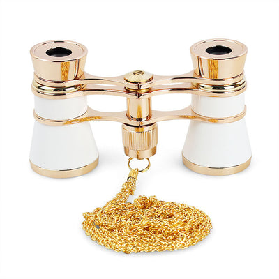 AOMEKIE 3X25 Opera Glasses Binoculars Metal Body with Chain/Handle Optical Lens Theater Telescope Retro Design Women Girls Gift