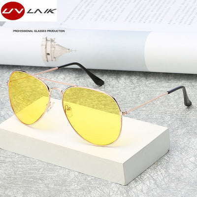 UVLAIK Aviation Night Vision Polarized Sunglasses Men Women Goggles Glasses UV400 Sun Glasses Driver Night Driving Eyewear