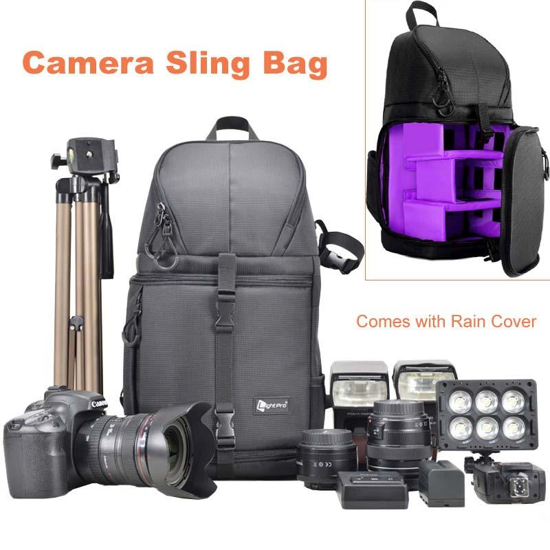 Photo Camera Sling Bag Shoulder Cross Digital Case Waterproof w/ Rain Cover DSLR Soft Men Women Bag for Canon Nikon Sony SLR