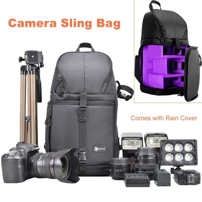Photo Camera Sling Bag Shoulder Cross Digital Case Waterproof w/ Rain Cover DSLR Soft Men Women Bag for Canon Nikon Sony SLR