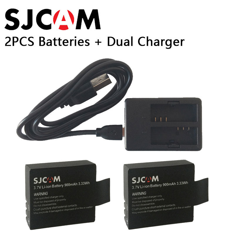 Original SJCAM 2PCS SJ4000 Battery Rechargeable Battery + 1pcs Dual Charger For SJ4000 SJ5000 SJ5000X Action Camera Accessories