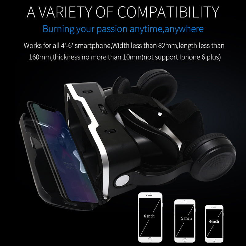 VR Headset Shinecon 6.0 Pro Stereo Virtual Reality Smartphone 3D Glasses Google BOX VR Headset with Controller for Android
