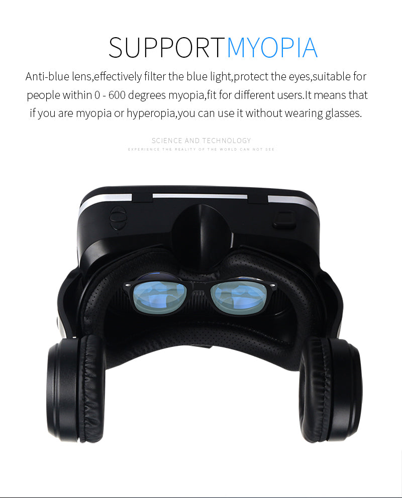 VR Headset Shinecon 6.0 Pro Stereo Virtual Reality Smartphone 3D Glasses Google BOX VR Headset with Controller for Android