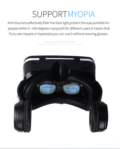 VR Headset Shinecon 6.0 Pro Stereo Virtual Reality Smartphone 3D Glasses Google BOX VR Headset with Controller for Android