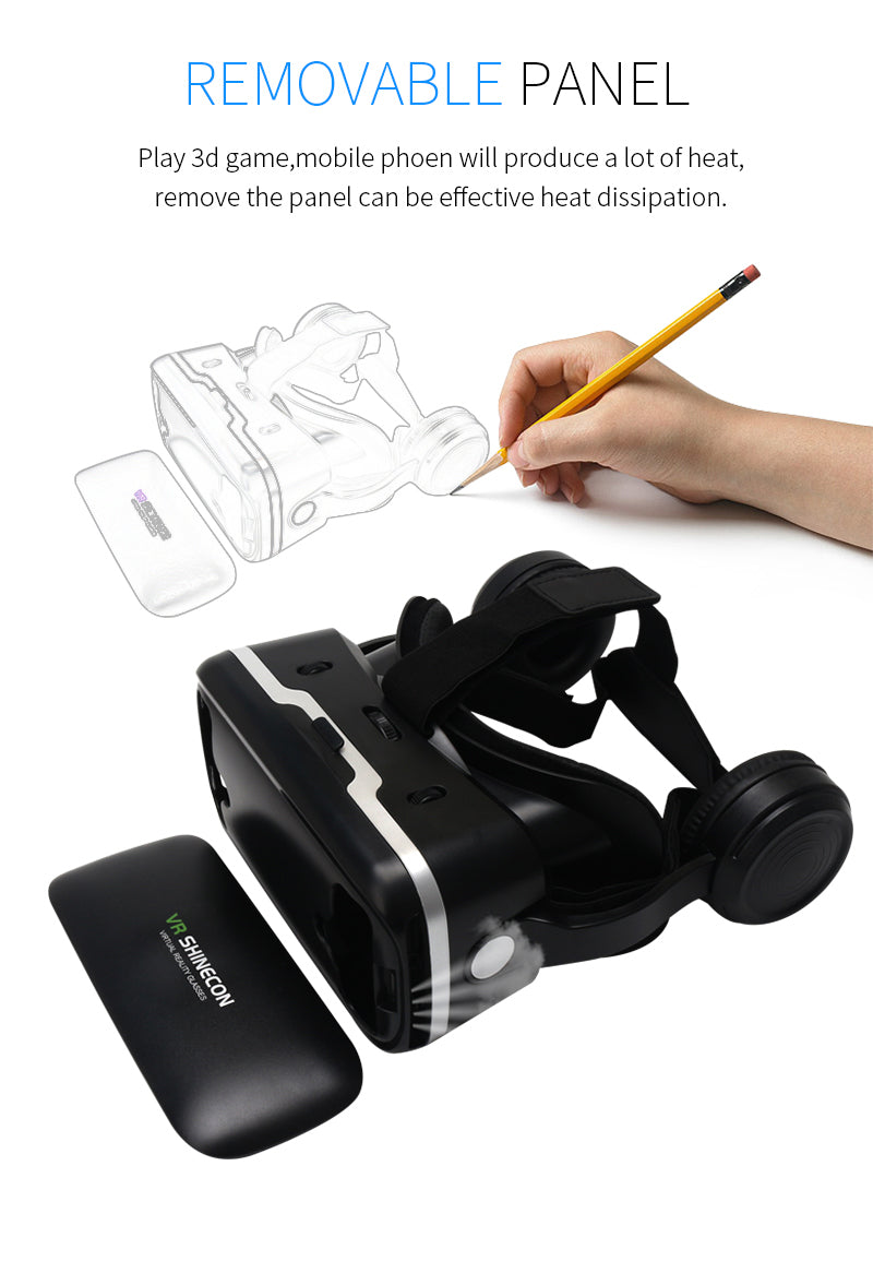VR Headset Shinecon 6.0 Pro Stereo Virtual Reality Smartphone 3D Glasses Google BOX VR Headset with Controller for Android