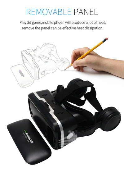 VR Headset Shinecon 6.0 Pro Stereo Virtual Reality Smartphone 3D Glasses Google BOX VR Headset with Controller for Android