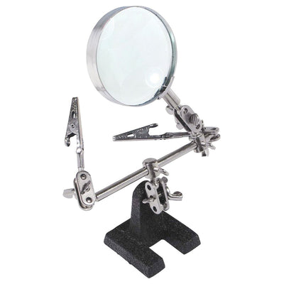 Easy-carrying Third Hand Tool Soldering Stand with 5X Magnifying Glass  360 Degree Rotating Adjustable Locking Arms