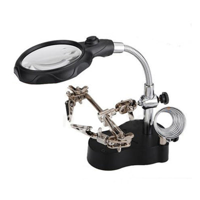 Easy-carrying Third Hand Tool Soldering Stand with 5X Magnifying Glass  360 Degree Rotating Adjustable Locking Arms