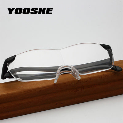 YOOSKE Big Vision 250% Reading Glasses Men Women Frameless magnifying 1.6 times +250 Degrees Magnifies Glasses Presbyopic