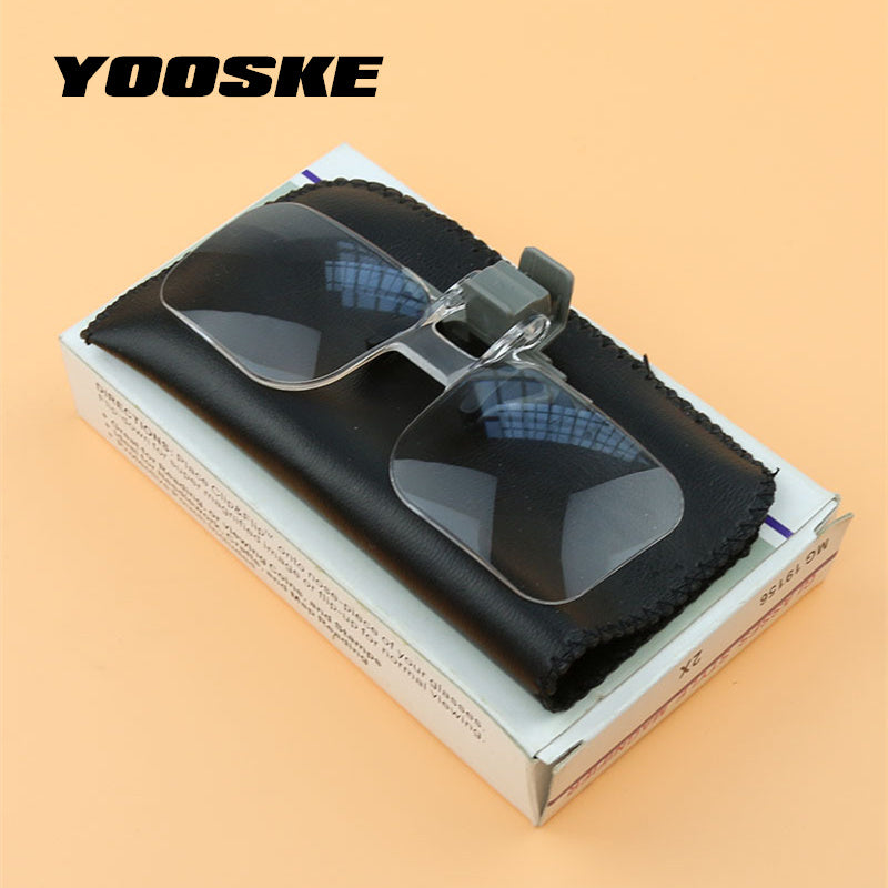 YOOSKE Magnifier 2X Times Clip On Clear Magnifying Glasses HD Lens Precise Eyeglasses Jewellery Appraisal Watch Repair