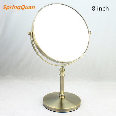 SpringQuan 8 inch metal makeup mirror Bronze color  round double side Cosmetic mirror 3 x zoom Desktop bedroom use