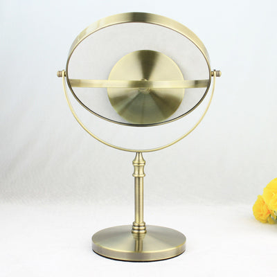 SpringQuan 8 inch metal makeup mirror Bronze color  round double side Cosmetic mirror 3 x zoom Desktop bedroom use