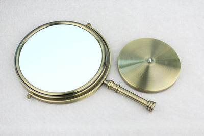 SpringQuan 8 inch metal makeup mirror Bronze color  round double side Cosmetic mirror 3 x zoom Desktop bedroom use
