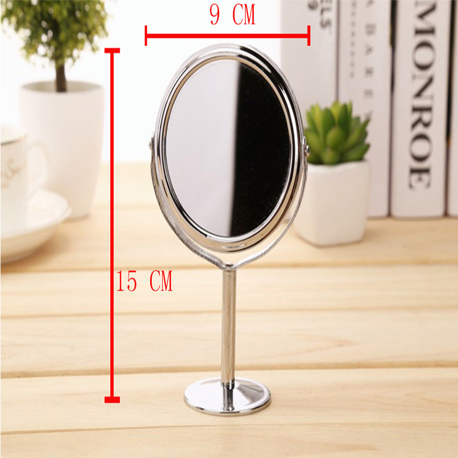 Metal Mirror Make-up Mirror Dresser Desktop Rotation Mirror 1: 2 zoom function Free Shipping