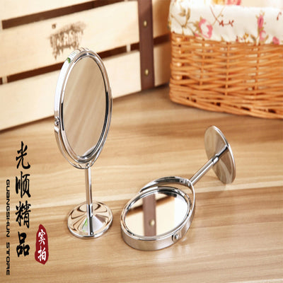 Metal Mirror Make-up Mirror Dresser Desktop Rotation Mirror 1: 2 zoom function Free Shipping