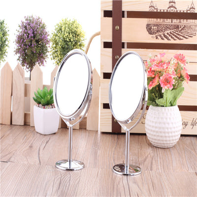 Metal Mirror Make-up Mirror Dresser Desktop Rotation Mirror 1: 2 zoom function Free Shipping