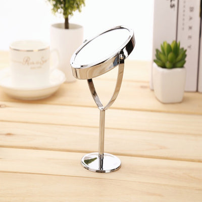 Metal Mirror Make-up Mirror Dresser Desktop Rotation Mirror 1: 2 zoom function Free Shipping